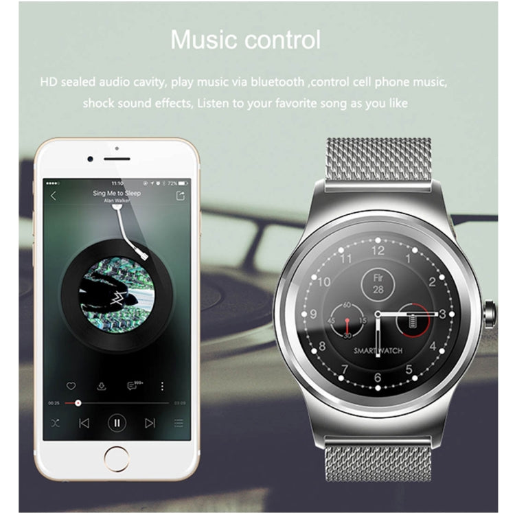 SMA-Round 1.28 inch Color Touch Screen Bluetooth Smart Watch, Waterproof, Support Voice Control / Heart Rate Monitor / Sleep Monitor / Bluetooth Camera, Compatible with Android and iOS System