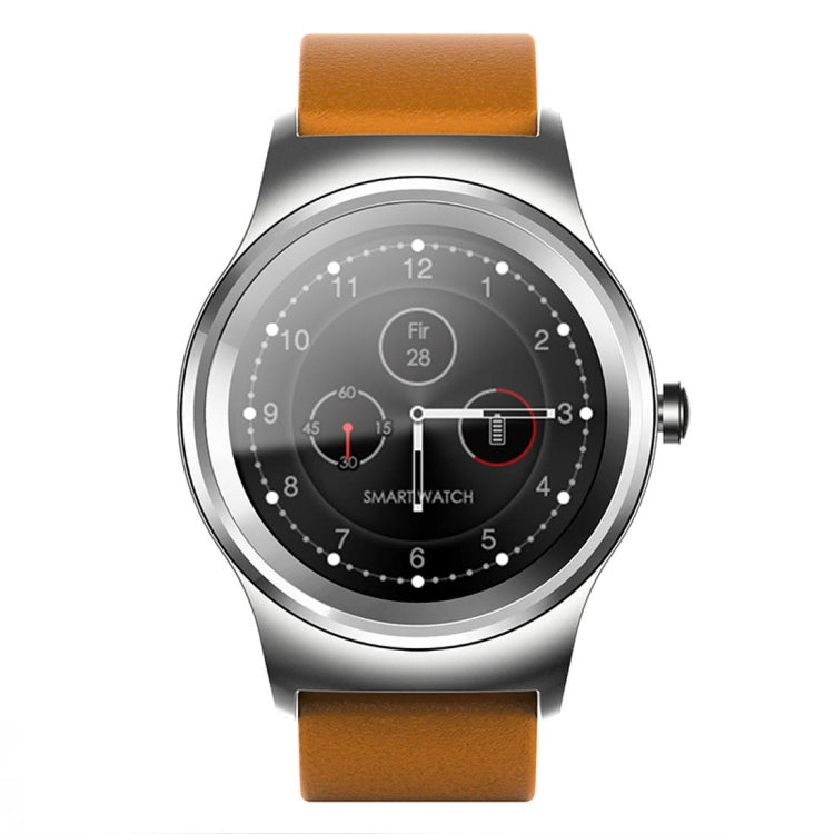 SMA-Round 1.28 inch Color Touch Screen Bluetooth Smart Watch, Waterproof, Support Voice Control / Heart Rate Monitor / Sleep Monitor / Bluetooth Camera, Compatible with Android and iOS System, SMA-Round/Black Steel Strap, SMA-Round/Orange Leather Strap