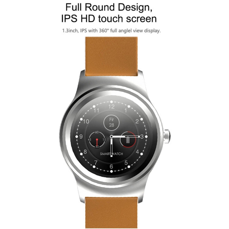 SMA-Round 1.28 inch Color Touch Screen Bluetooth Smart Watch, Waterproof, Support Voice Control / Heart Rate Monitor / Sleep Monitor / Bluetooth Camera, Compatible with Android and iOS System, SMA-Round/Black Steel Strap, SMA-Round/Orange Leather Strap