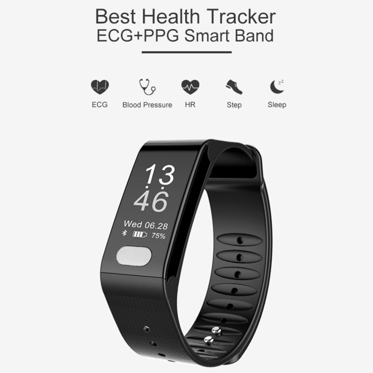 TLW T6 Fitness Tracker 0.96 inch OLED Display Wristband Smart Bracelet, Support Sports Mode / ECG / Heart Rate Monitor / Blood Pressure / Sleep Monitor