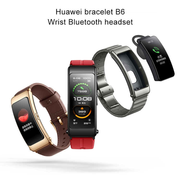 Original Huawei Band B6 FDS-B19 1.53 inch AMOLED Screen IP57 Waterproof Smart Bluetooth Earphone Wristband Bracelet, Sport Version, Support Heart Rate Monitor / Information Reminder / Sleep Monitor (Obsidian Black), Sport Version(Black)