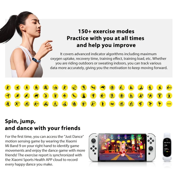 Original Xiaomi Mi Band 9 1.62 inch AMOLED Screen 5ATM Waterproof Smart Watch, Support Blood Oxygen / Heart Rate Monitor