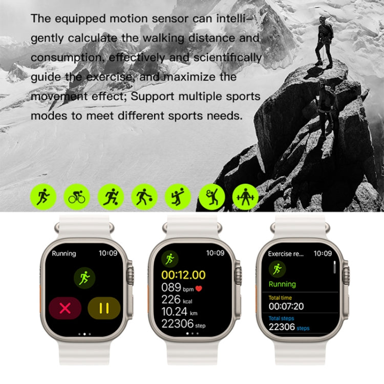 T800 Ultra 1.99 inch Silicone Band Smart Watch Support Heart Rate / ECG