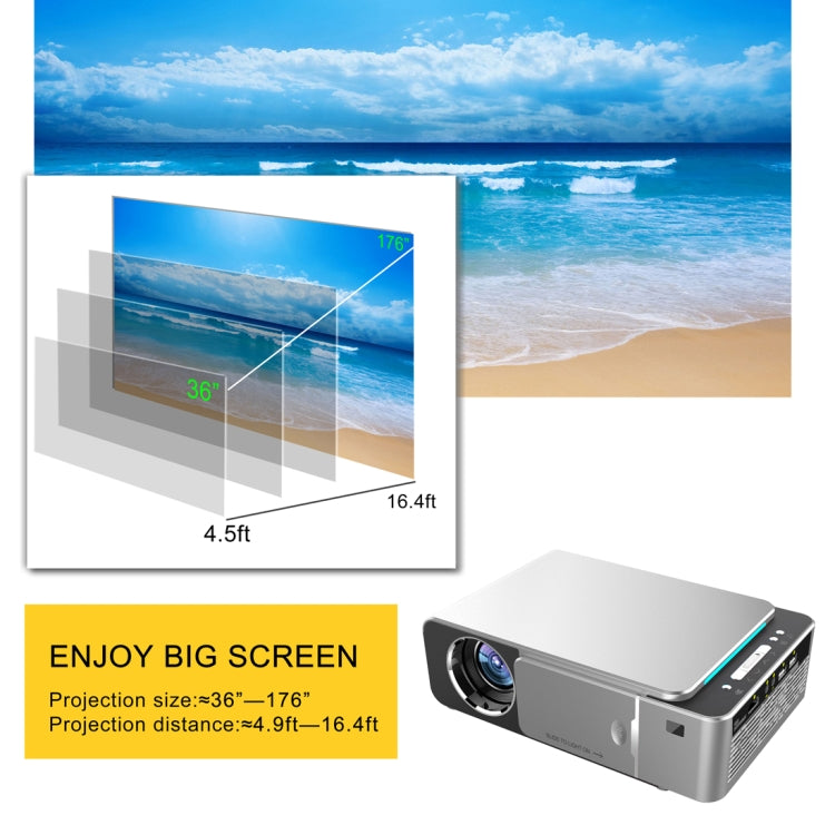 T6 3500ANSI Lumens 1080P LCD Mini Theater Projector, Standard Version, US Plug