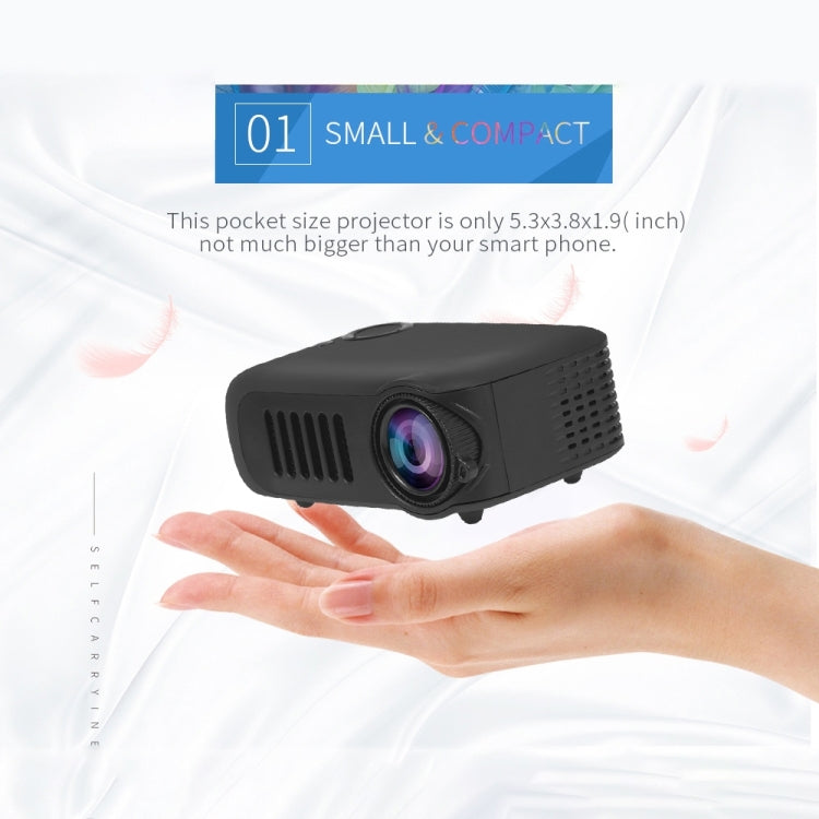 A2000 Portable Projector 800 Lumen LCD Home Theater Video Projector, Support 1080P, EU Plug