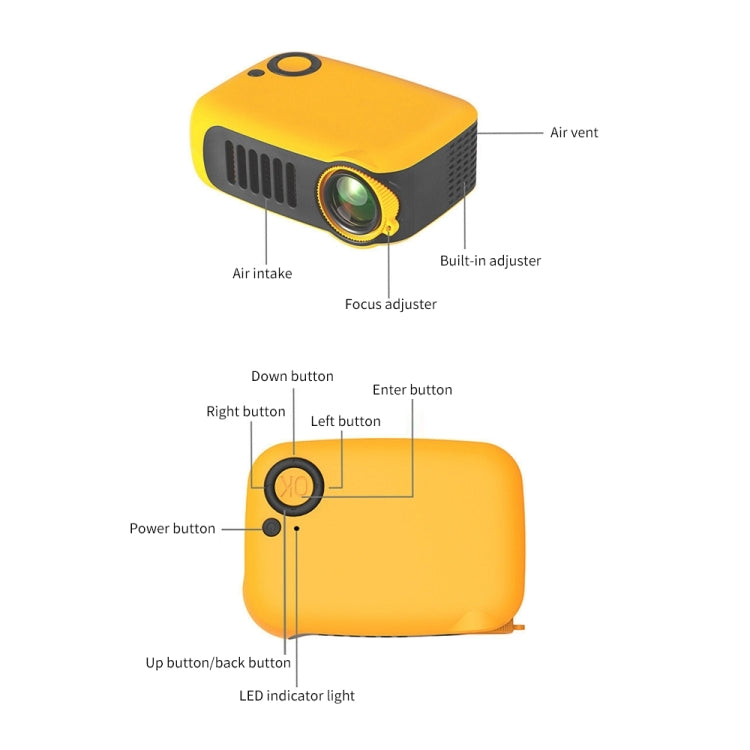 A2000 Portable Projector 800 Lumen LCD Home Theater Video Projector, Support 1080P, EU Plug