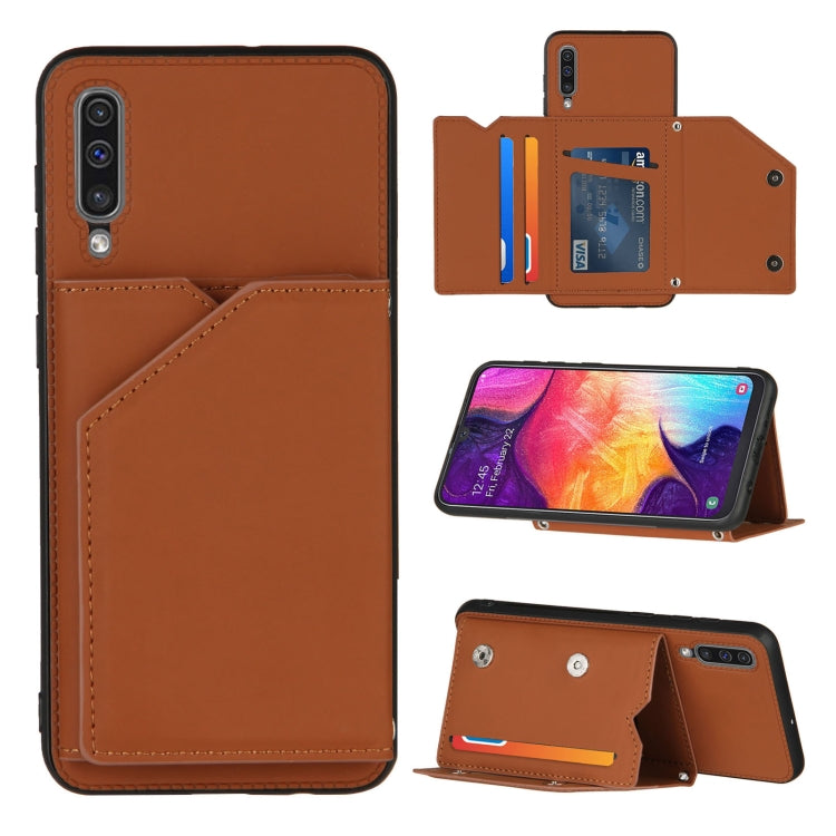 Skin Feel PU + TPU + PC Back Cover Shockproof Case with Card Slots & Holder & Photo Frame, For OPPO Realme 7, For Samsung Galaxy A50 & A30s & A50s, For OPPO Realme C11, For Samsung Galaxy A70 & A70s, For OPPO Realme C15, For Samsung Galaxy M60s & A81