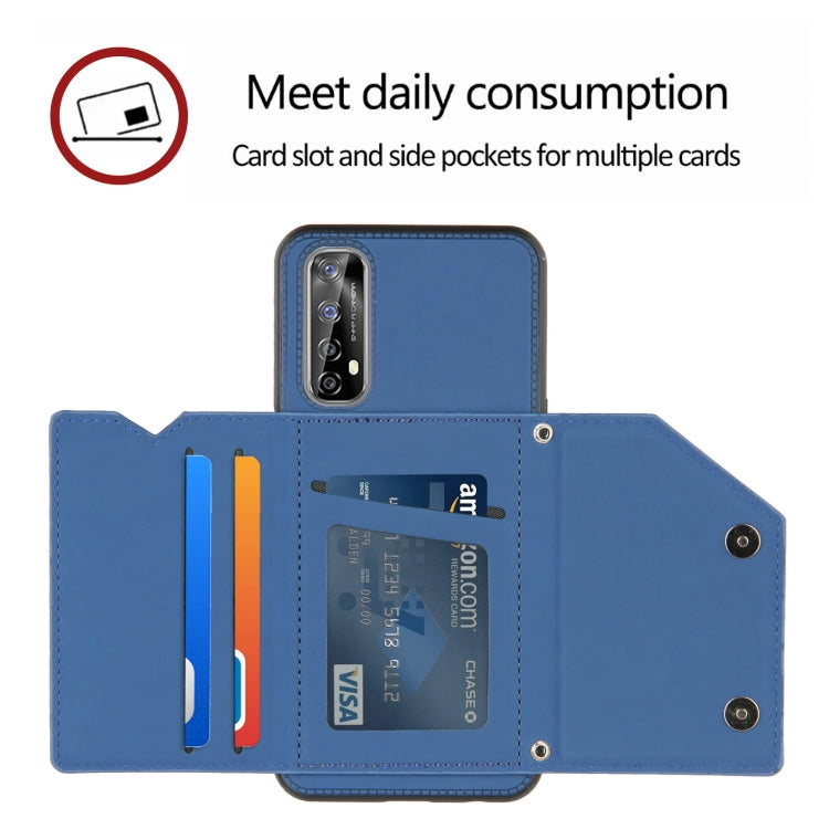 Skin Feel PU + TPU + PC Back Cover Shockproof Case with Card Slots & Holder & Photo Frame, For OPPO Realme 7, For Samsung Galaxy A50 & A30s & A50s, For OPPO Realme C11, For Samsung Galaxy A70 & A70s, For OPPO Realme C15, For Samsung Galaxy M60s & A81