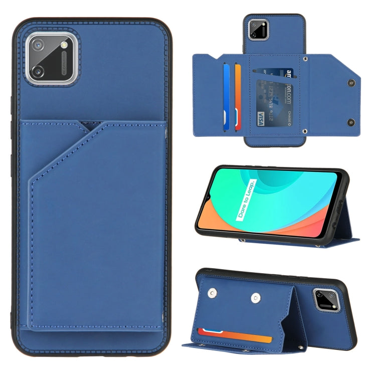 Skin Feel PU + TPU + PC Back Cover Shockproof Case with Card Slots & Holder & Photo Frame, For OPPO Realme 7, For Samsung Galaxy A50 & A30s & A50s, For OPPO Realme C11, For Samsung Galaxy A70 & A70s, For OPPO Realme C15, For Samsung Galaxy M60s & A81