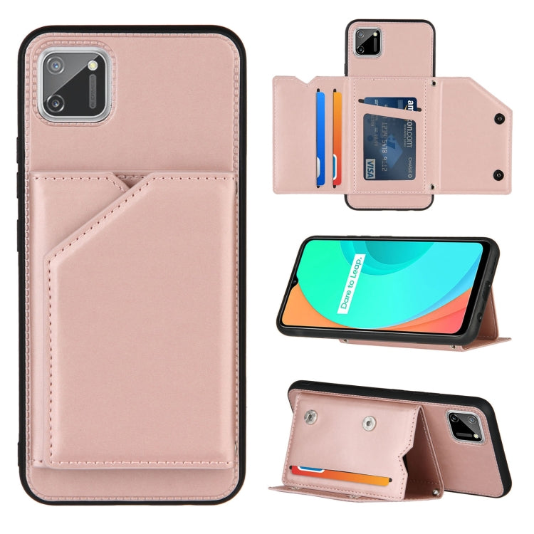 Skin Feel PU + TPU + PC Back Cover Shockproof Case with Card Slots & Holder & Photo Frame, For OPPO Realme 7, For Samsung Galaxy A50 & A30s & A50s, For OPPO Realme C11, For Samsung Galaxy A70 & A70s, For OPPO Realme C15, For Samsung Galaxy M60s & A81