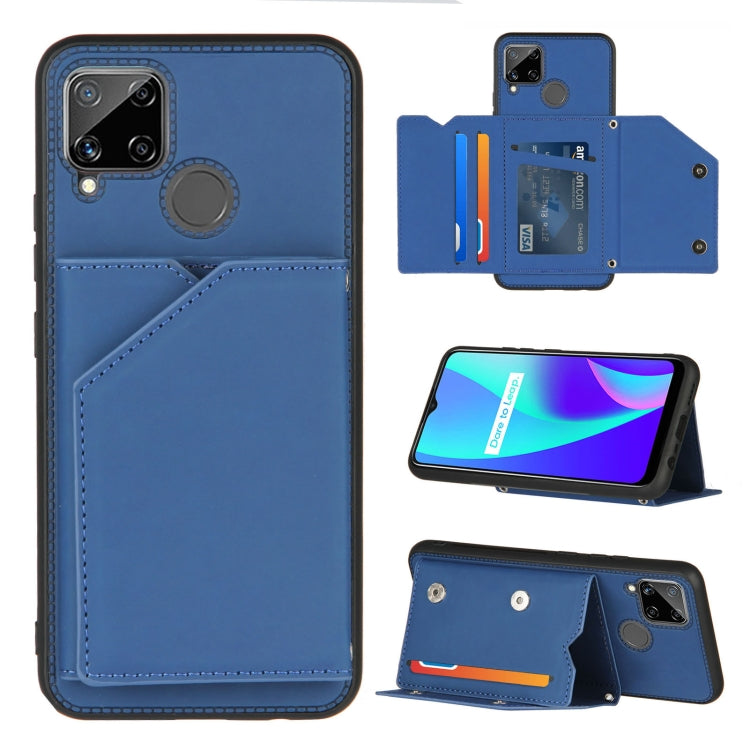 Skin Feel PU + TPU + PC Back Cover Shockproof Case with Card Slots & Holder & Photo Frame, For OPPO Realme 7, For Samsung Galaxy A50 & A30s & A50s, For OPPO Realme C11, For Samsung Galaxy A70 & A70s, For OPPO Realme C15, For Samsung Galaxy M60s & A81