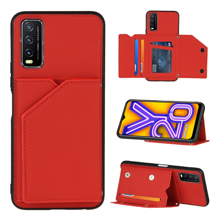 Skin Feel PU + TPU + PC Back Cover Shockproof Case with Card Slots & Holder & Photo Frame, For Huawei P40 Lite & Nova 6 SE, For Samsung Galaxy S20 FE, For vivo Y20, For Samsung Galaxy S20 Ultra