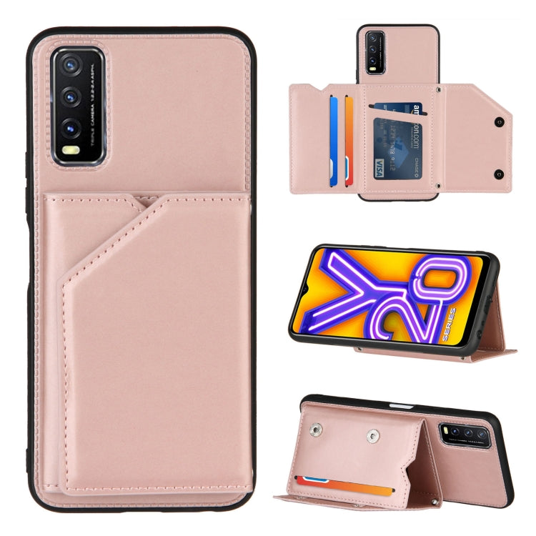 Skin Feel PU + TPU + PC Back Cover Shockproof Case with Card Slots & Holder & Photo Frame, For Huawei P40 Lite & Nova 6 SE, For Samsung Galaxy S20 FE, For vivo Y20, For Samsung Galaxy S20 Ultra