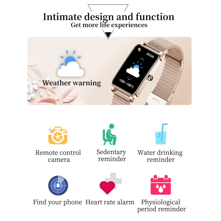 ZX19 1.45 inch HD Screen Bluetooth 5.0 IP68 Waterproof Women Smart Watch, Support Sleep Monitor / Menstrual Cycle Reminder / Heart Rate Monitor / Blood Oxygen Monitoring, Style: Milanese Strap