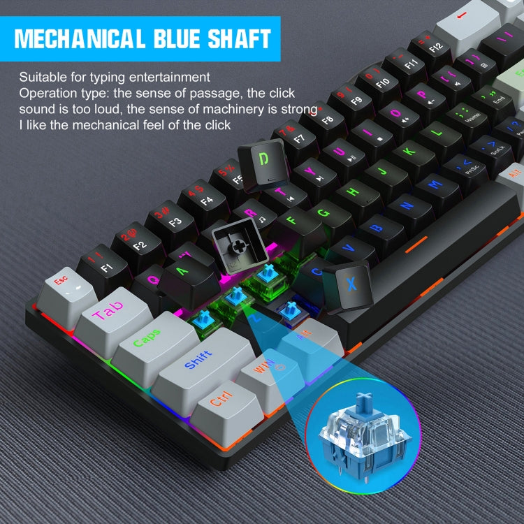 HXSJ V800 68 Keys Type-C Wired Cool Backlight Mechanical Keyboard