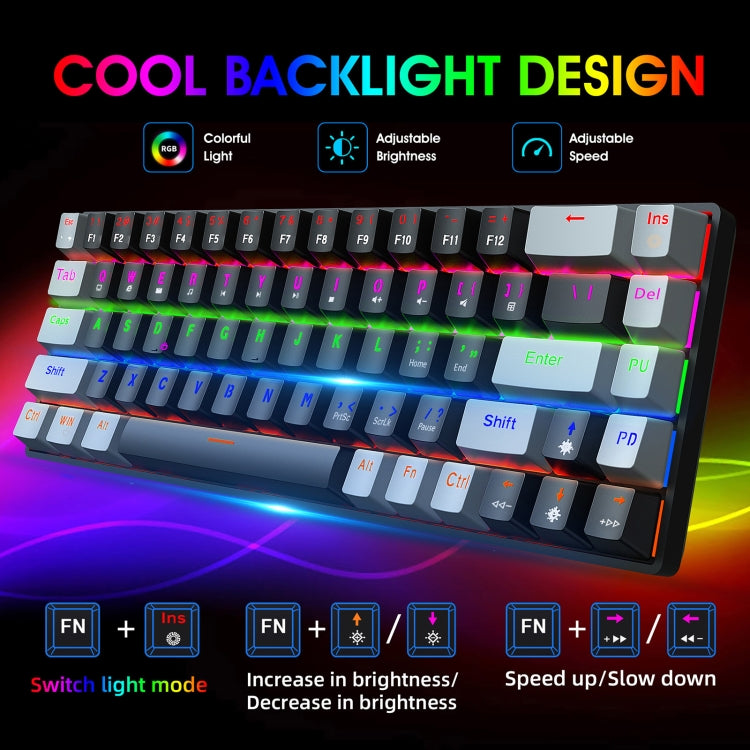 HXSJ V800 68 Keys Type-C Wired Cool Backlight Mechanical Keyboard