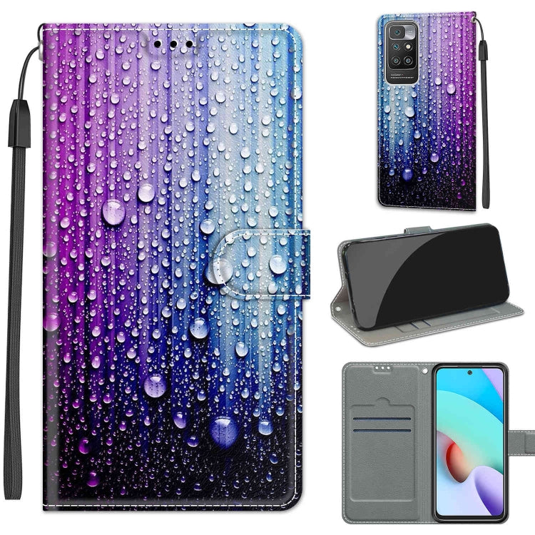 Voltage Coloured Drawing Magnetic Clasp Horizontal Flip PU Leather Case with Holder & Card Slots, For Xiaomi Redmi 10