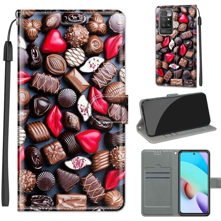 Voltage Coloured Drawing Magnetic Clasp Horizontal Flip PU Leather Case with Holder & Card Slots, For Xiaomi Redmi 10