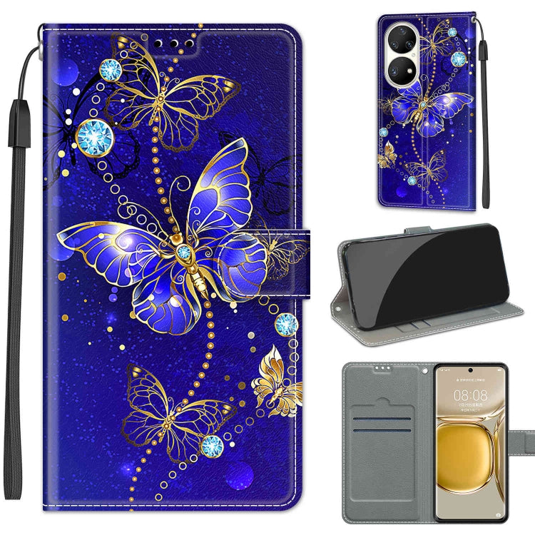 Voltage Coloured Drawing Magnetic Clasp Horizontal Flip PU Leather Case with Holder & Card Slots, For Huawei P50 Pro