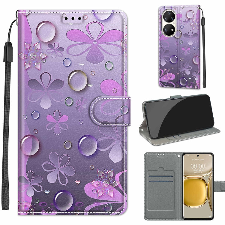 Voltage Coloured Drawing Magnetic Clasp Horizontal Flip PU Leather Case with Holder & Card Slots, For Huawei P50 Pro