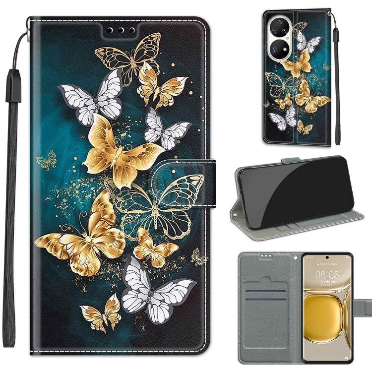 Voltage Coloured Drawing Magnetic Clasp Horizontal Flip PU Leather Case with Holder & Card Slots, For Huawei P50 Pro