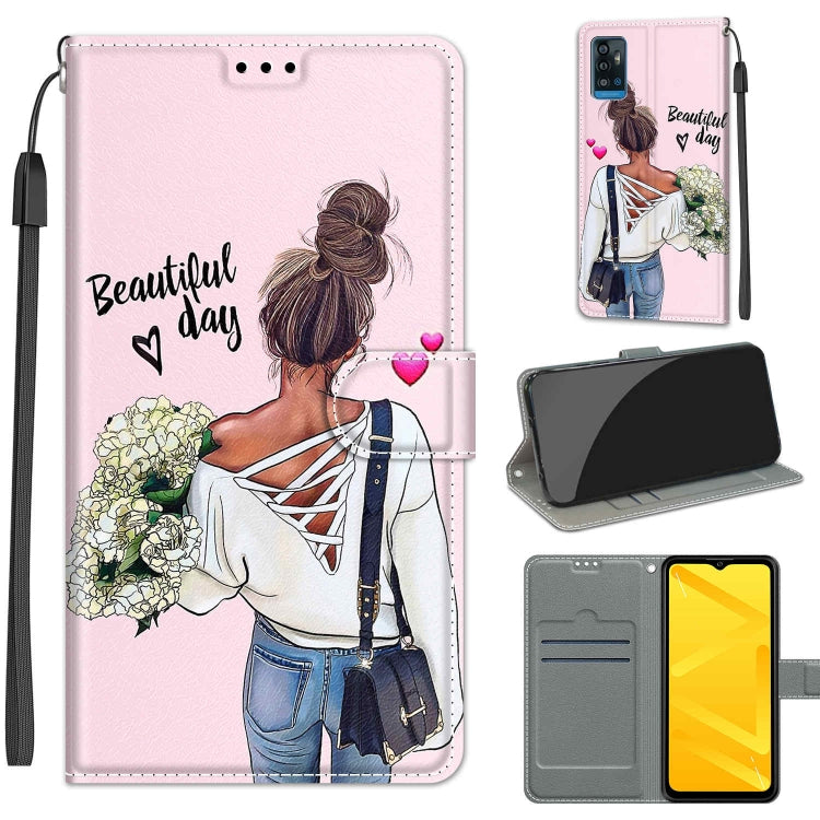 Voltage Coloured Drawing Magnetic Clasp Horizontal Flip PU Leather Case with Holder & Card Slots, For ZTE Blade A71