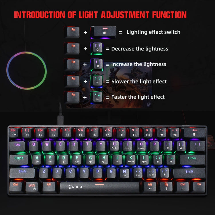 HXSJ V900 61 Keys Cool Lighting Effect Mechanical Wired Keyboard