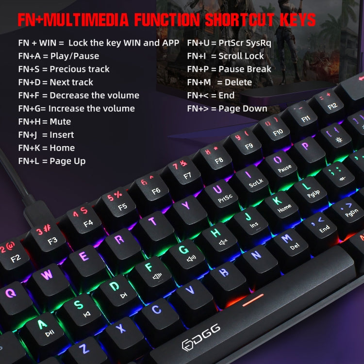 HXSJ V900 61 Keys Cool Lighting Effect Mechanical Wired Keyboard