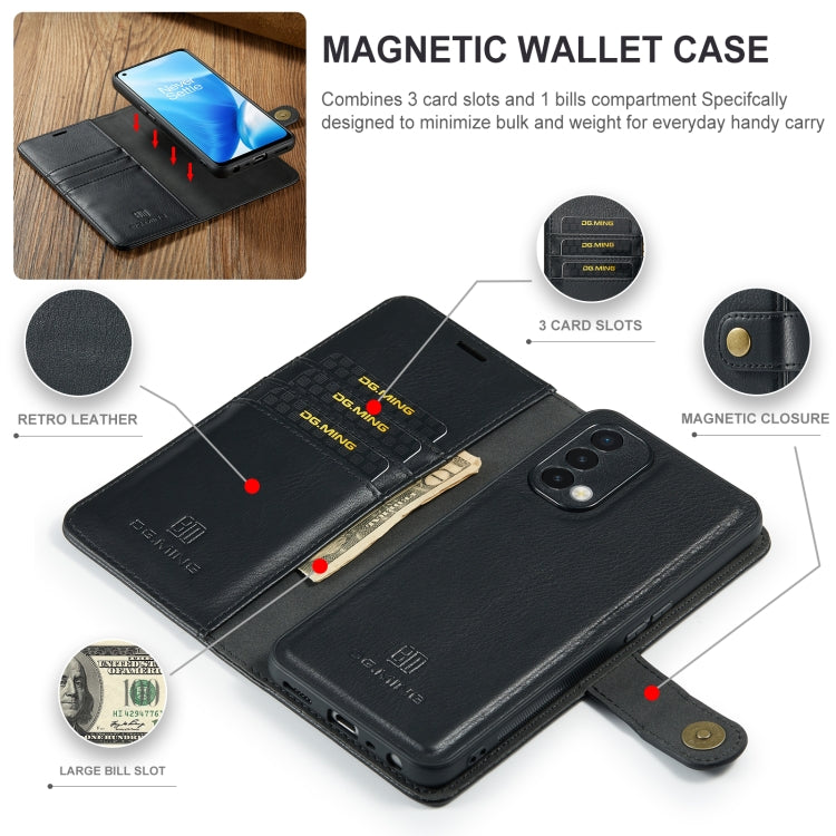 DG.MING Crazy Horse Texture Flip Detachable Magnetic Leather Case with Holder & Card Slots & Wallet