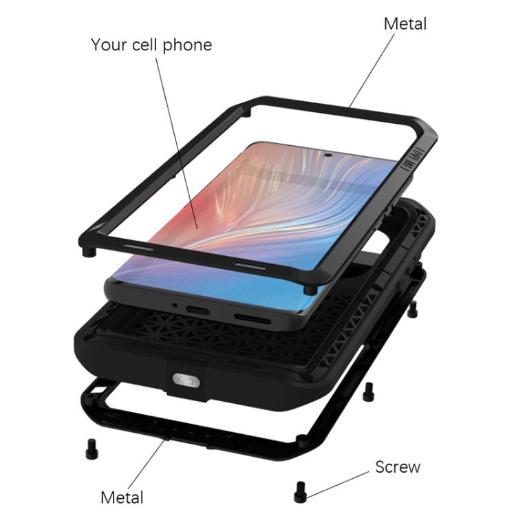 LOVE MEI Metal Shockproof Waterproof Dustproof Protective Phone Case without Glass, For Huawei P50 Pro