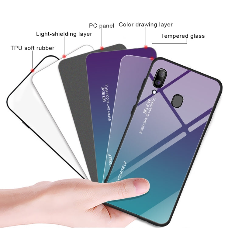 Gradient Color Glass Case, For Galaxy A30, For Galaxy A50, For Galaxy A60, For Galaxy A70