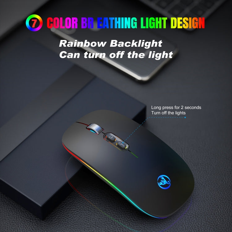 HXSJ M103FG 1600dpi Adjustable 2.4G RGB Light Wireless Mouse