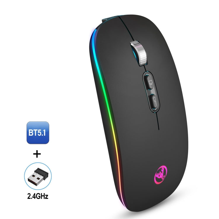 HXSJ M103FG 1600dpi Adjustable 2.4G + Bluetooth RGB Light Wireless Mouse