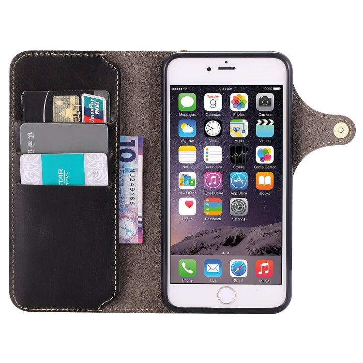 Denior Oil Wax Cowhide Magnetic Button Horizontal Flip Leather Case with Card Slots & Wallet, For iPhone 6, For iPhone 6 Plus / 6s Plus, For iPhone 7 / 8, For iPhone 7 Plus / 8 Plus, For iPhone X / XS, For Galaxy S8, For iPhone XR, For Galaxy S8 Plus