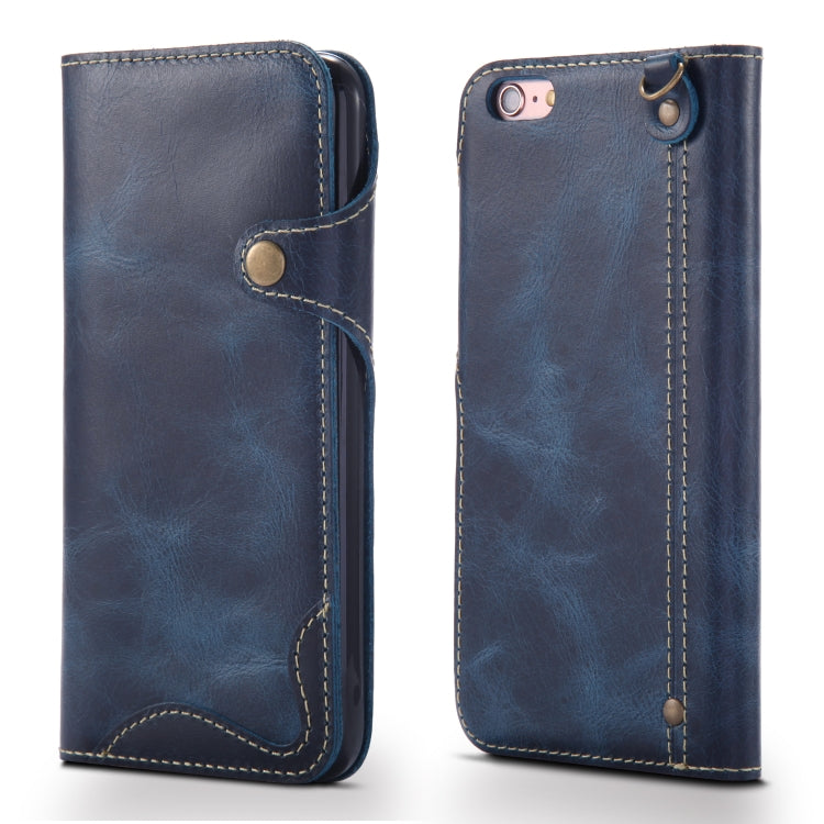 Denior Oil Wax Cowhide Magnetic Button Horizontal Flip Leather Case with Card Slots & Wallet, Series 2