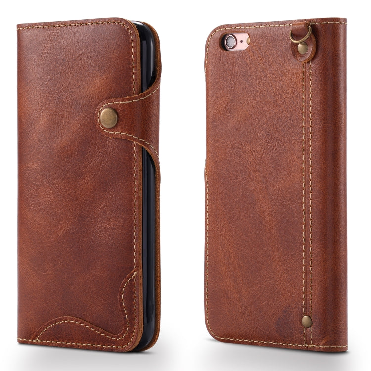 Denior Oil Wax Cowhide Magnetic Button Horizontal Flip Leather Case with Card Slots & Wallet, Series 2