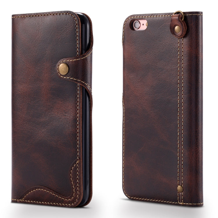 Denior Oil Wax Cowhide Magnetic Button Horizontal Flip Leather Case with Card Slots & Wallet, Series 2