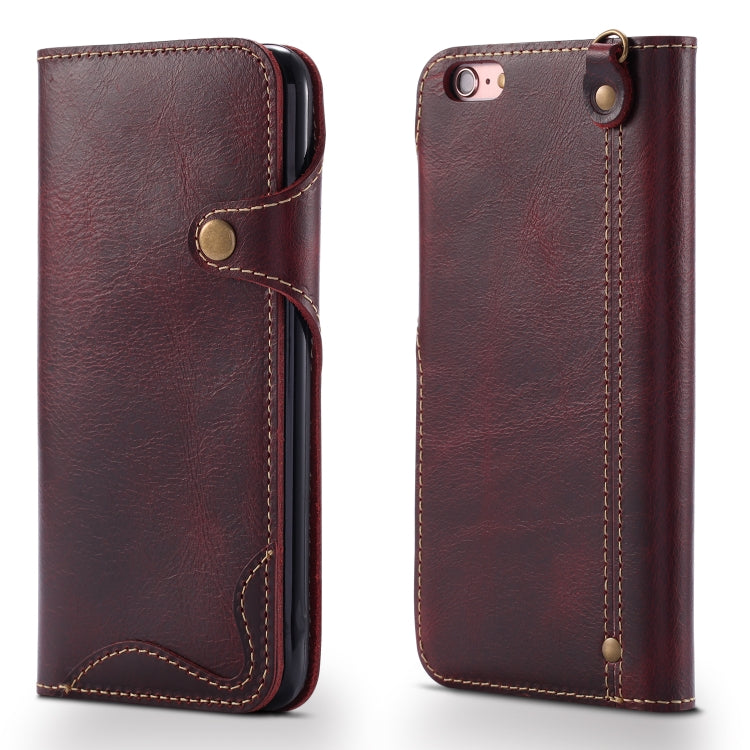 Denior Oil Wax Cowhide Magnetic Button Horizontal Flip Leather Case with Card Slots & Wallet, Series 1