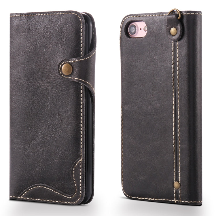 Denior Oil Wax Cowhide Magnetic Button Horizontal Flip Leather Case with Card Slots & Wallet, Series 3