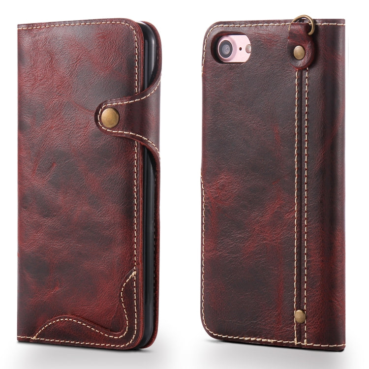 Denior Oil Wax Cowhide Magnetic Button Horizontal Flip Leather Case with Card Slots & Wallet, Series 3