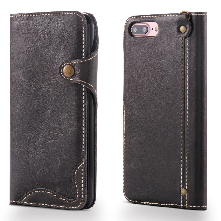 Denior Oil Wax Cowhide Magnetic Button Horizontal Flip Leather Case with Card Slots & Wallet, Series 3