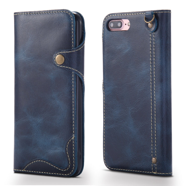 Denior Oil Wax Cowhide Magnetic Button Horizontal Flip Leather Case with Card Slots & Wallet, Series 3