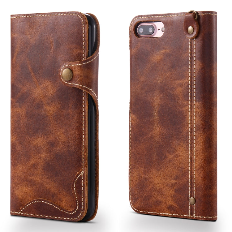 Denior Oil Wax Cowhide Magnetic Button Horizontal Flip Leather Case with Card Slots & Wallet, Series 3