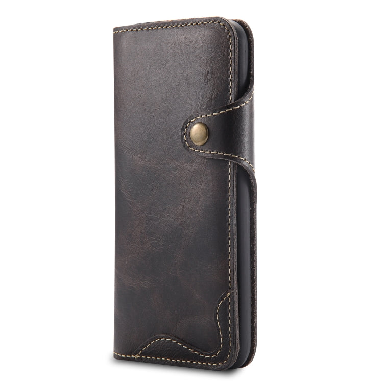 Denior Oil Wax Cowhide Magnetic Button Horizontal Flip Leather Case with Card Slots & Wallet, Series 3