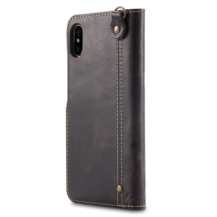 Denior Oil Wax Cowhide Magnetic Button Horizontal Flip Leather Case with Card Slots & Wallet, Series 3