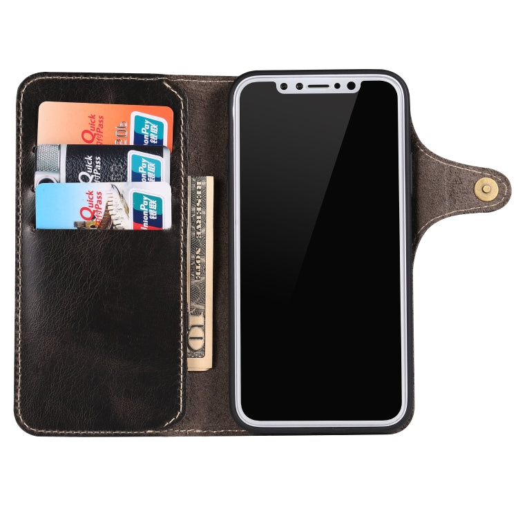 Denior Oil Wax Cowhide Magnetic Button Horizontal Flip Leather Case with Card Slots & Wallet, Series 3