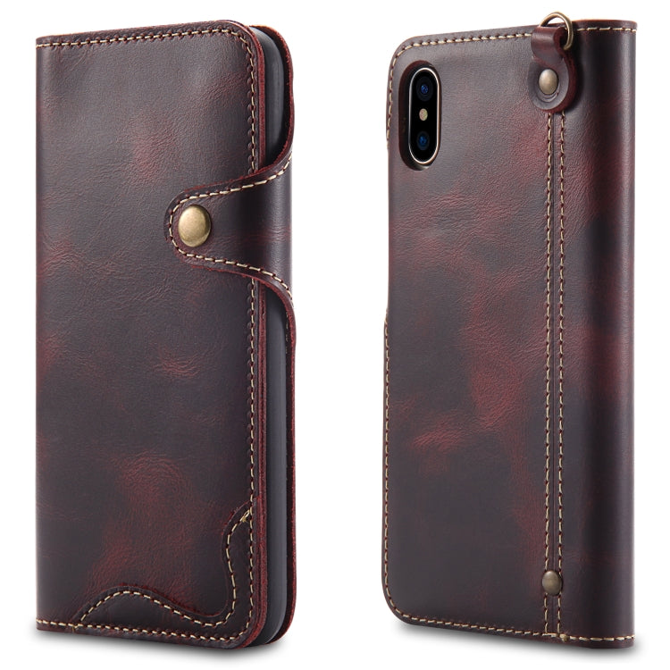 Denior Oil Wax Cowhide Magnetic Button Horizontal Flip Leather Case with Card Slots & Wallet, For iPhone XS Max, For Galaxy S9, For Galaxy S9 Plus, For Galaxy Note 8, For Galaxy Note9, For Huawei Mate 20, For Huawei Mate 20 Pro, For Galaxy S10