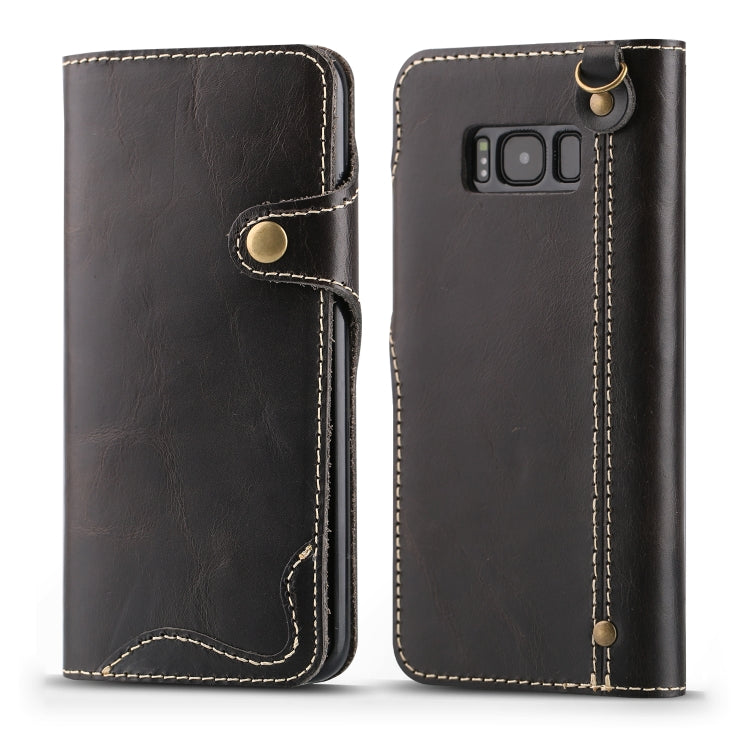 Denior Oil Wax Cowhide Magnetic Button Horizontal Flip Leather Case with Card Slots & Wallet, Series 1