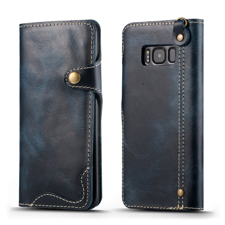 Denior Oil Wax Cowhide Magnetic Button Horizontal Flip Leather Case with Card Slots & Wallet, Series 1