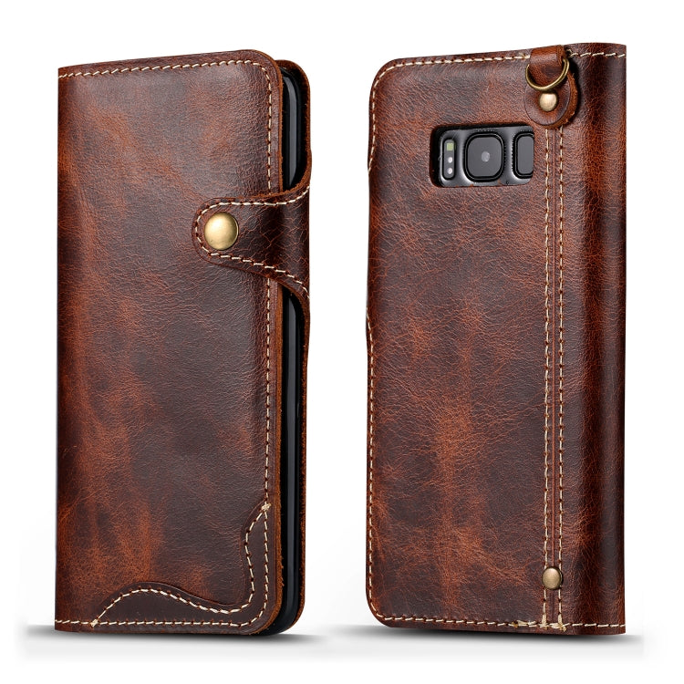 Denior Oil Wax Cowhide Magnetic Button Horizontal Flip Leather Case with Card Slots & Wallet, Series 1